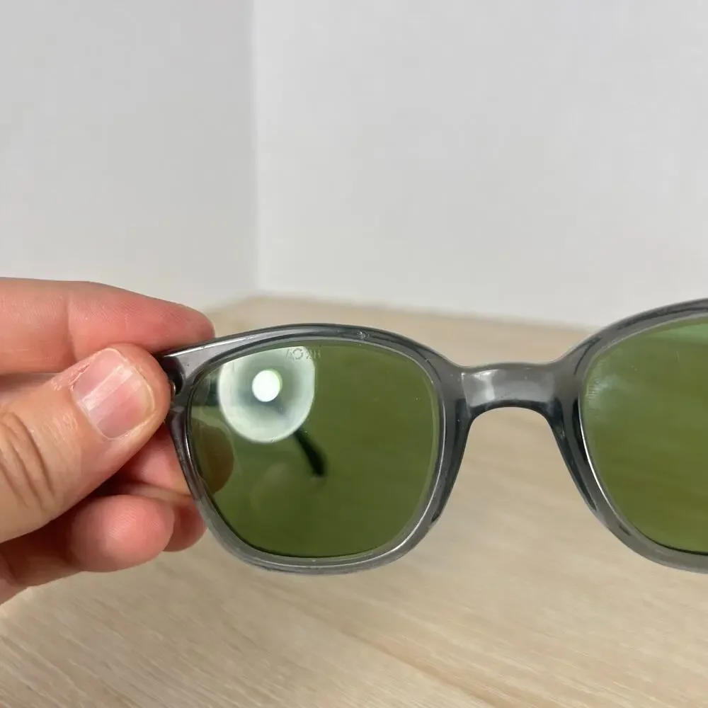 Vintage RARE! American Optical Horn-Rimmed Sunglasses Gray Clear Green Lenses